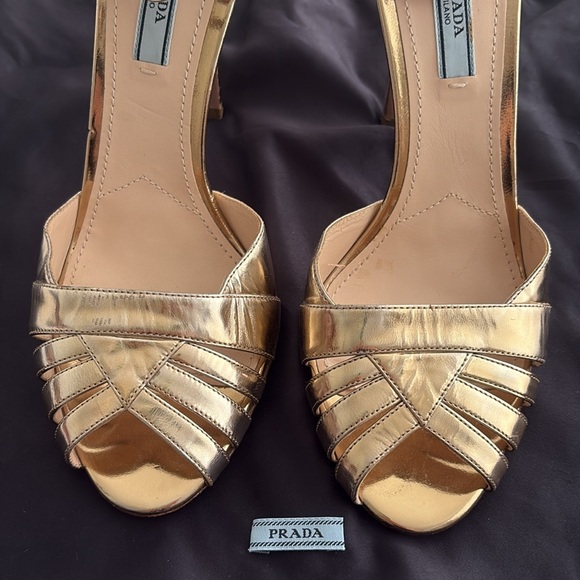 Prada Metallic Gold Sandals - Picture 9 of 11